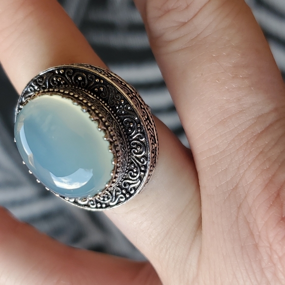 New Amazing Chalcedony Antique Design 925 Silver Statement Ring. - Picture 12 of 15
